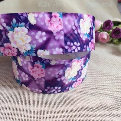 

38MM Free shipping High quality printed ribbon Japanese flowers girls accessories 100%polyester single face 5 yards