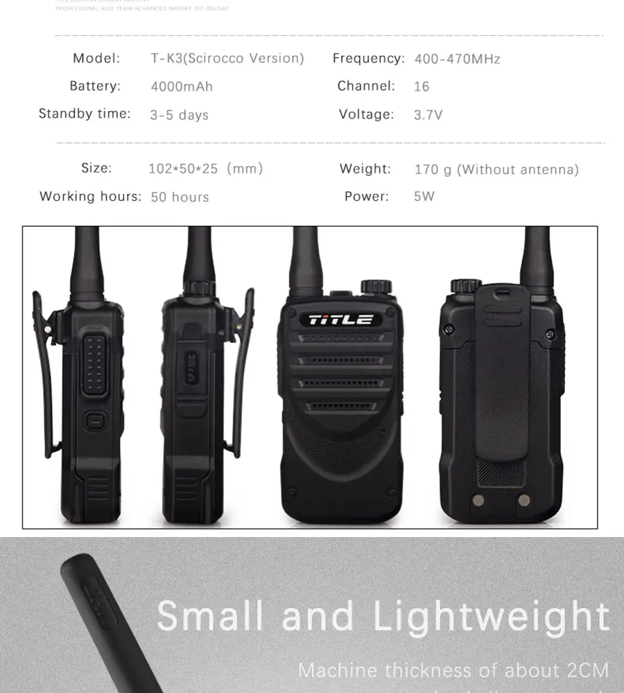 Название T-K3 Walkie Talkie 6 W высокой Мощность UHF400-470MHz ручной Портативный трансивер двухстороннее радио