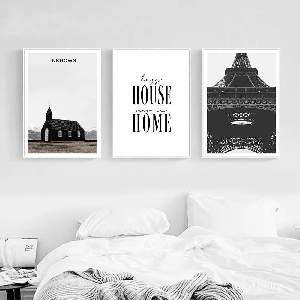 Paris Landscape Canvas Art Posters Prints Minimalist Black White Painting Nordic Decoration Wall Picture for Living Room