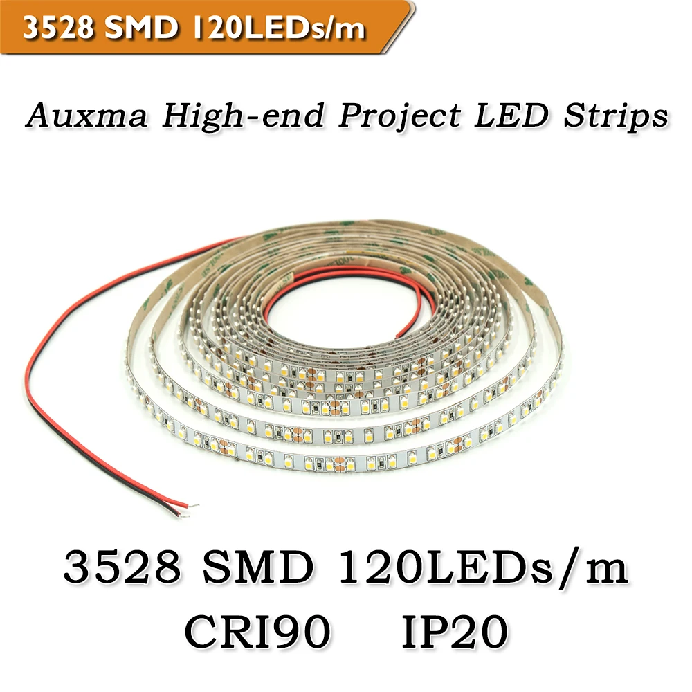 

Auxma 3528 CRI90 120LEDs/m IP20 DC12V/24V 600LEDs/Reel,5meter/Reel Non-waterproof LED Strip for indoor living room bedroom hotel