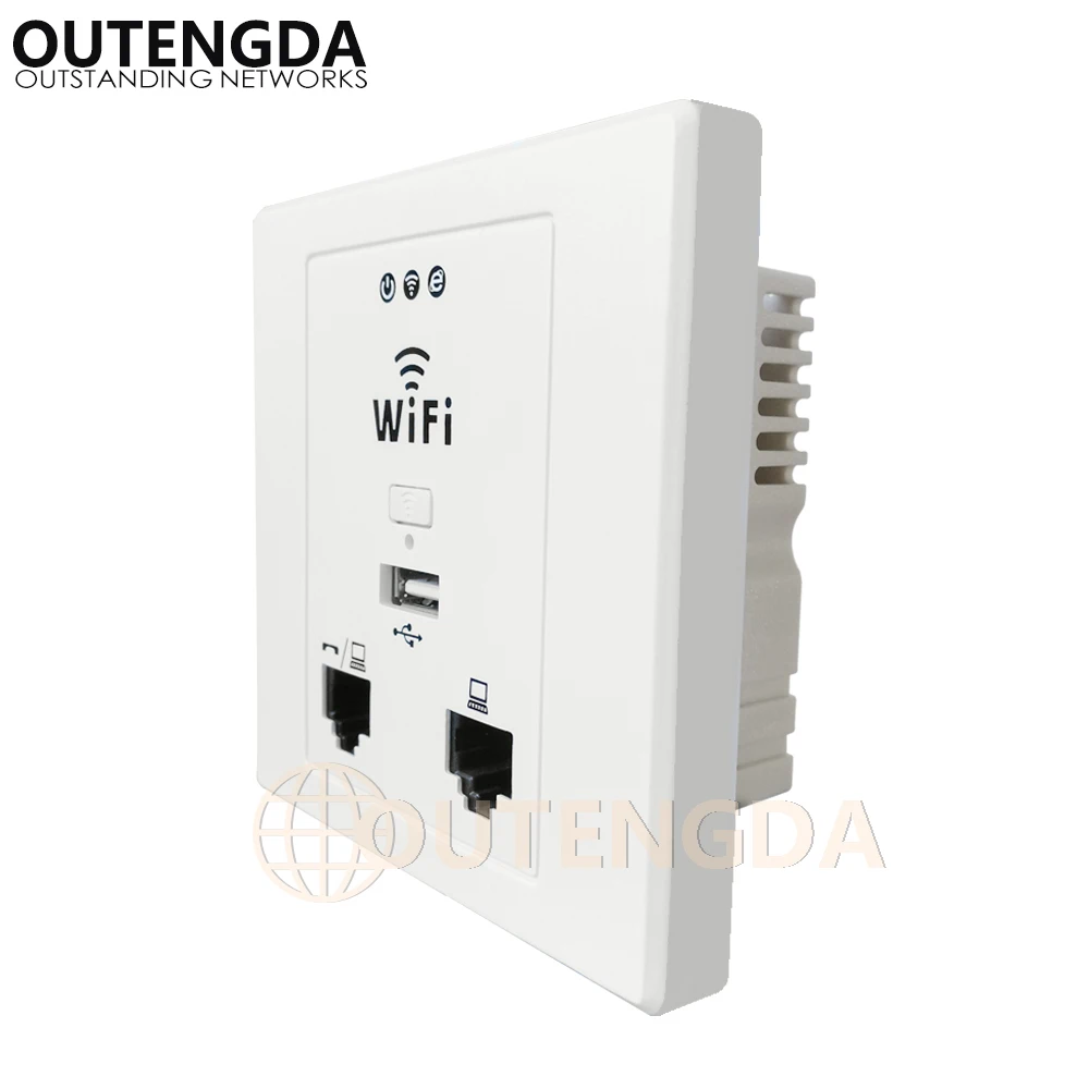 Настенная розетка OUTENGDA WPL6058 чертежная белая 300 Мбит/с 86|socket wifi|indoor access pointwall ap |