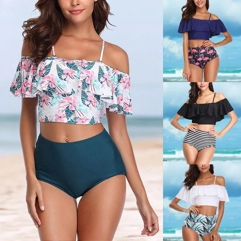 

Tankini 2019 Swimwear Women Ruffled Bikinis 2019 Mujer High Waist Swimsuits Bikinis Swimming Suit Tankinis Biquini Bathing Suits