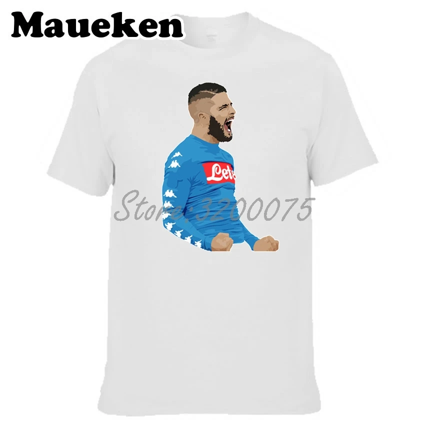 Мужская футболка Lorenzo Insigne 24 итальянская для фанатов Napoli Naples с круглым вырезом