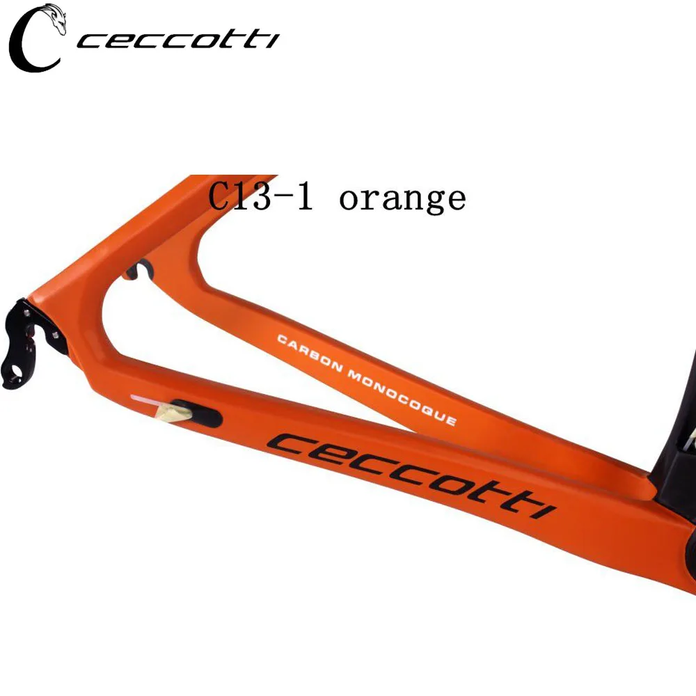 Discount Carbon road frame CECCOTTI brand orange telaio bici da corsa carbonio XXS/XS/S/M/L carbon bike frame weave 1k/3k/ud Di2&Mechanic 5