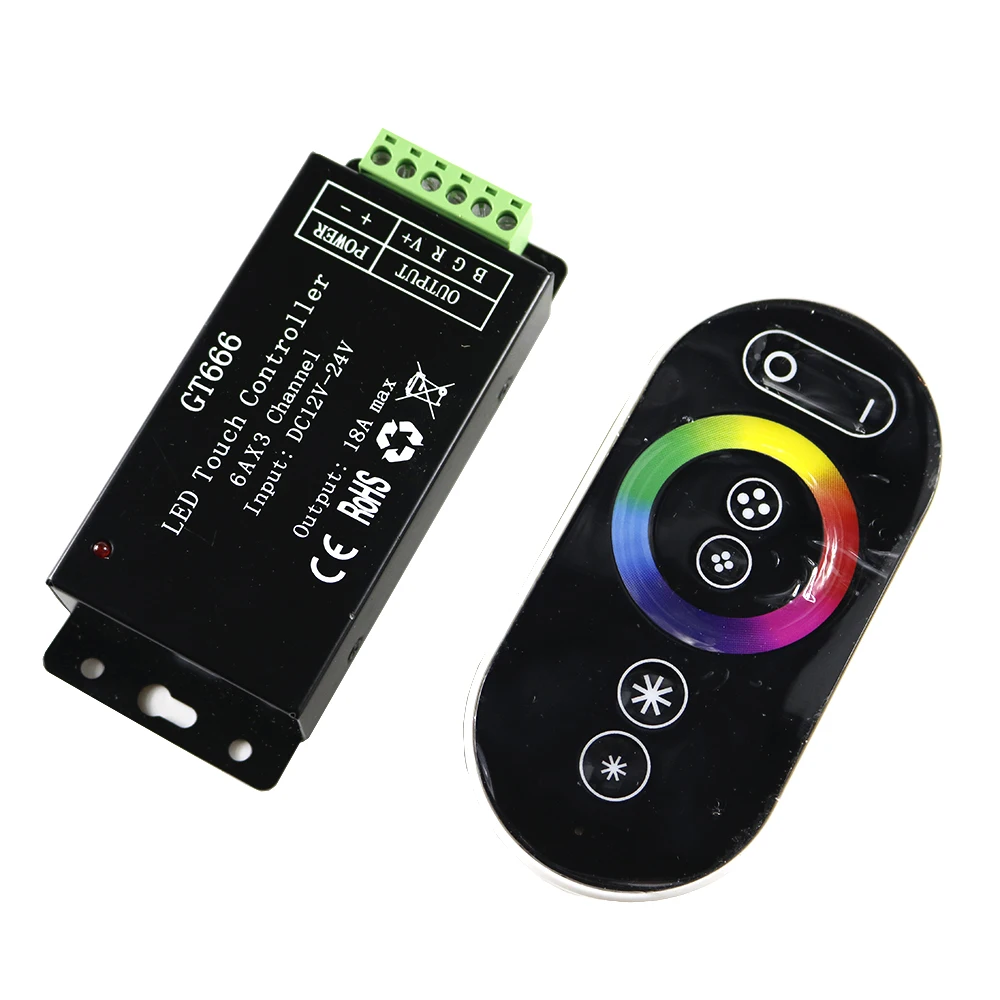 12 V GT666 Touch led controller DC12 24V 6Ax3channel 18A RBG controller led dimmer für 5050 3528 2835 RGB geführte streifenlichter band Billig