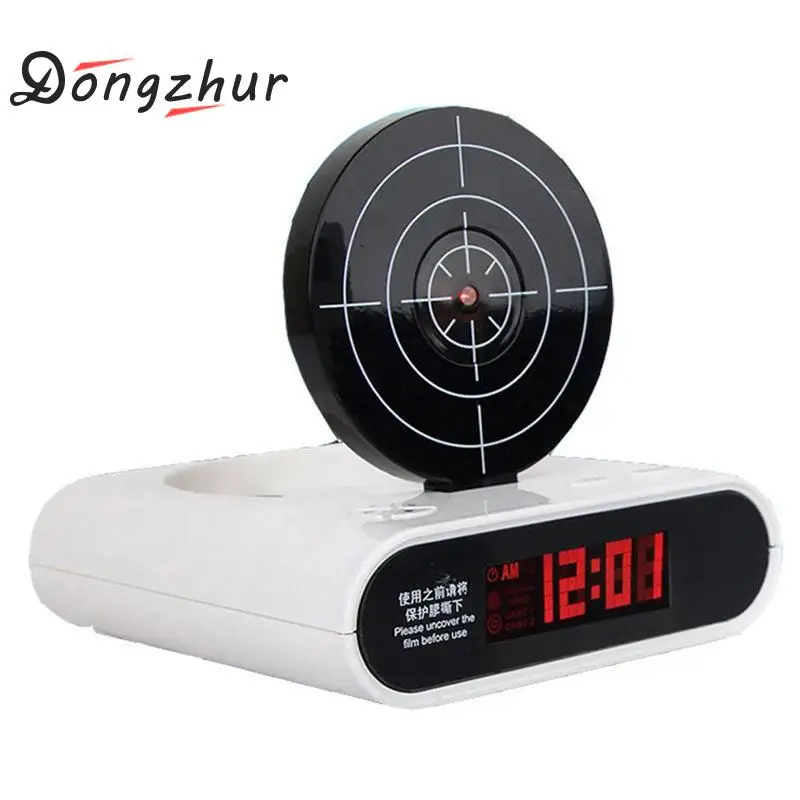 

1 Set Creative Shooting Toy Lazy Person Wakes Up Alarm Clock Fashion Office Gadgets Plastic 3 Colors Shoot Alarm Clock