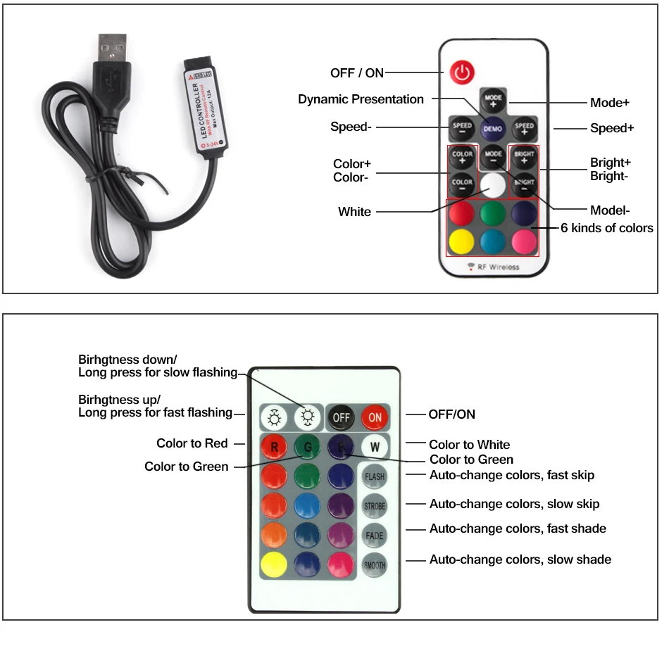 5 в постоянного тока USB Светодиодная лента Гибкая световая лента 5050 RGB 50 см 1 м 2 м 3 м Мини 3Key 17Key RF ИК пульт дистанционного ТВ фоновое освещение