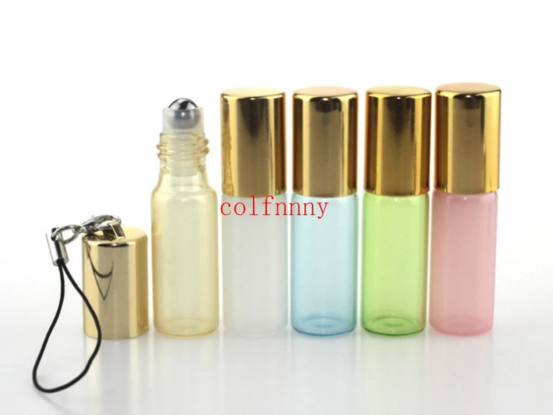

100pcs/lot Fast Shipping 5ml Essential Oil Roller Bottles with metal Roller Balls Aromatherapy Perfumes Lip Balms Roll On Bottle