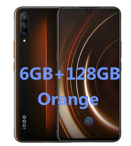 Официальный vivo celular iQOO мобильный телефон Android 9 Snapdragon 855 NFC type-C 4000mAh 44W быстрая зарядка крутой 4D игровой мобильный телефон - Цвет: 6GB  128GB  orange