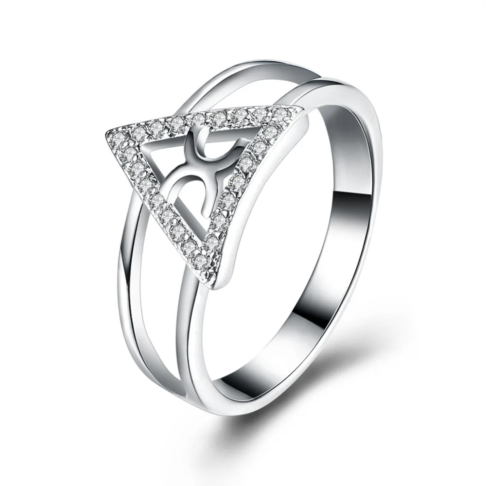 LJ&OMR Beautiful Geometric Triangle Ring Fashion Jewelry Silver Rings