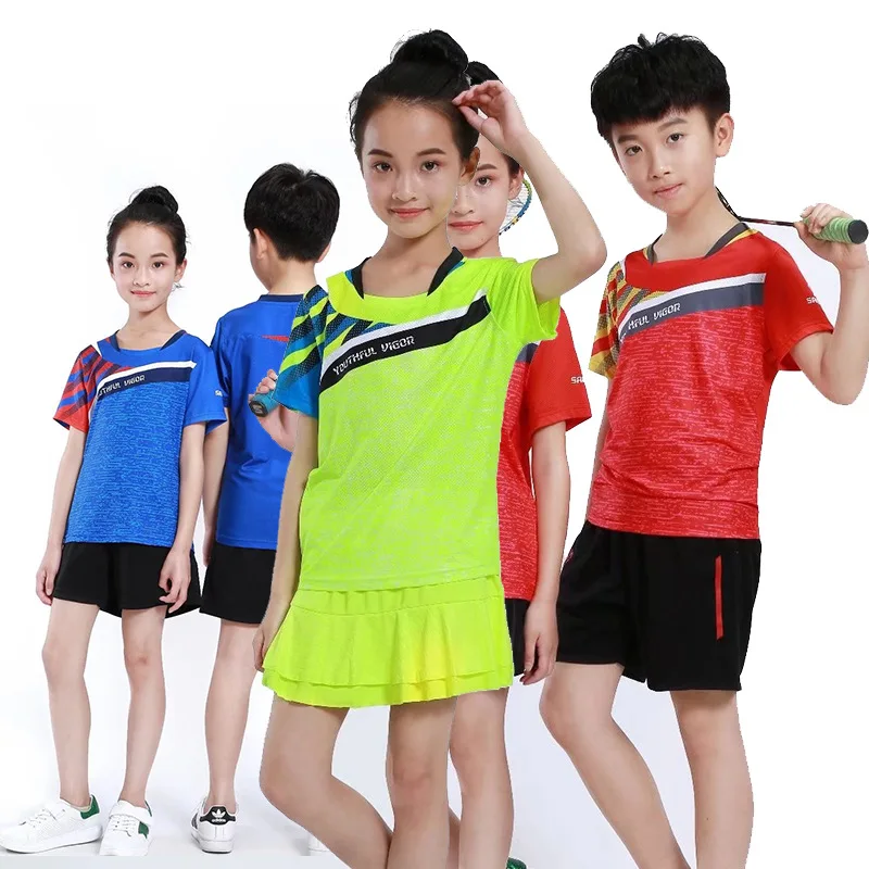 Girl Tennis T Shirt + Skirts / Shorts, Kids Tshirt Badminton Clothing