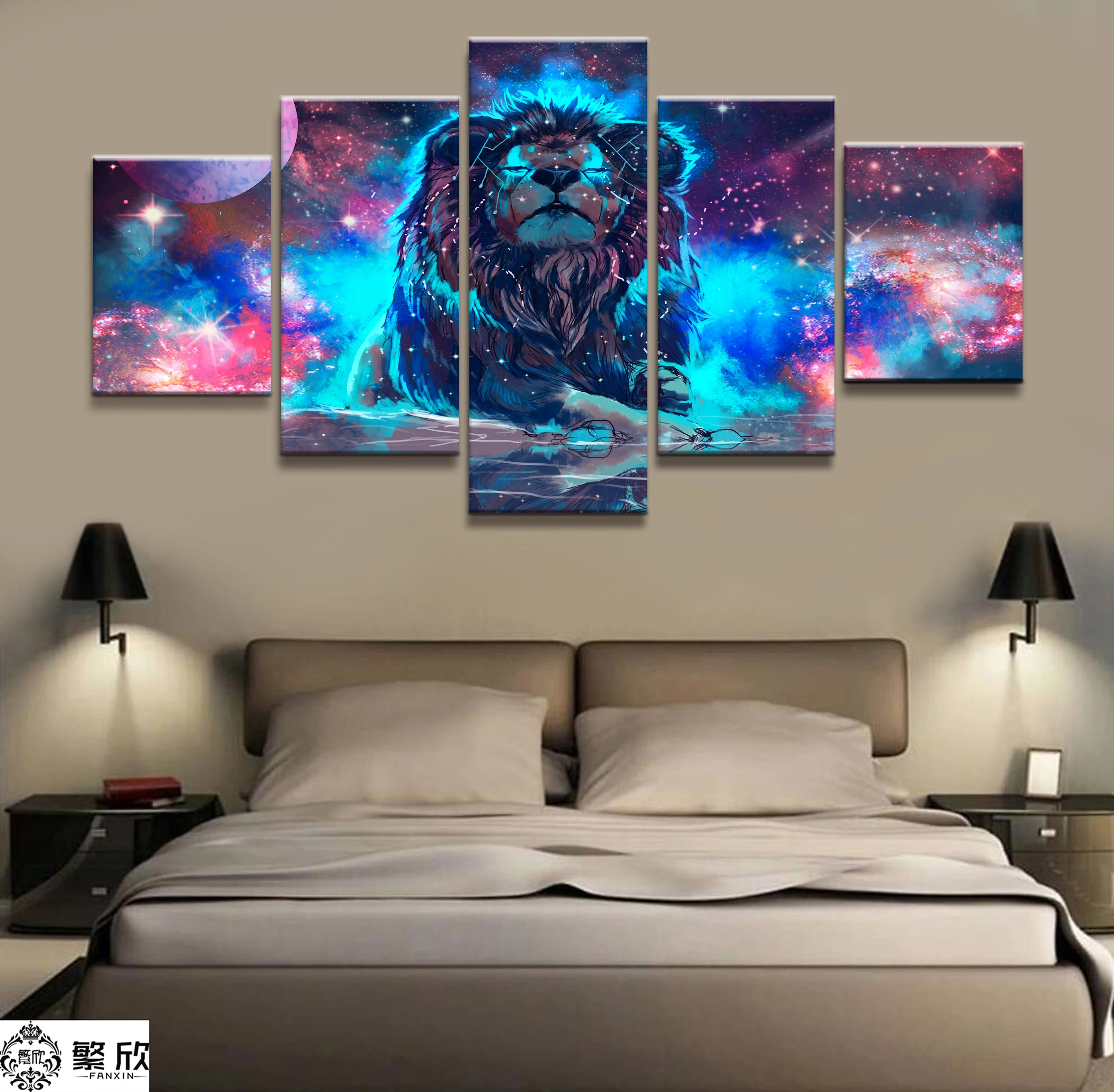 

Home Decor Modular Canvas Picture 5 Piece Splendid Leo Constellation Painting Art Poster Wall For Home Canvas Painting Wholesale