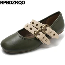 Китайский Корейский Китай дам зеленый обувь марочный Мэри Джейн свернуть дизайнер Квадратный носок женщин Складные балетные плоские отправка капель Мода красивая последние европейская весенняя осень Ремни