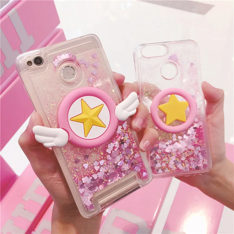 

case For Xiaomi A1 A2 lite redmi 4X 5A Note4 4x 5 S2 6 capa Luxury cute Heart-shaped quicksand soft coque phone case Fundas