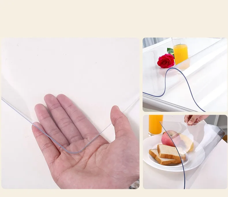  1.0/1.5/2.0mm Transparent And Frosted Soft Glass PVC Tablecloth Waterproof Anti Hot Oilproof Plasti