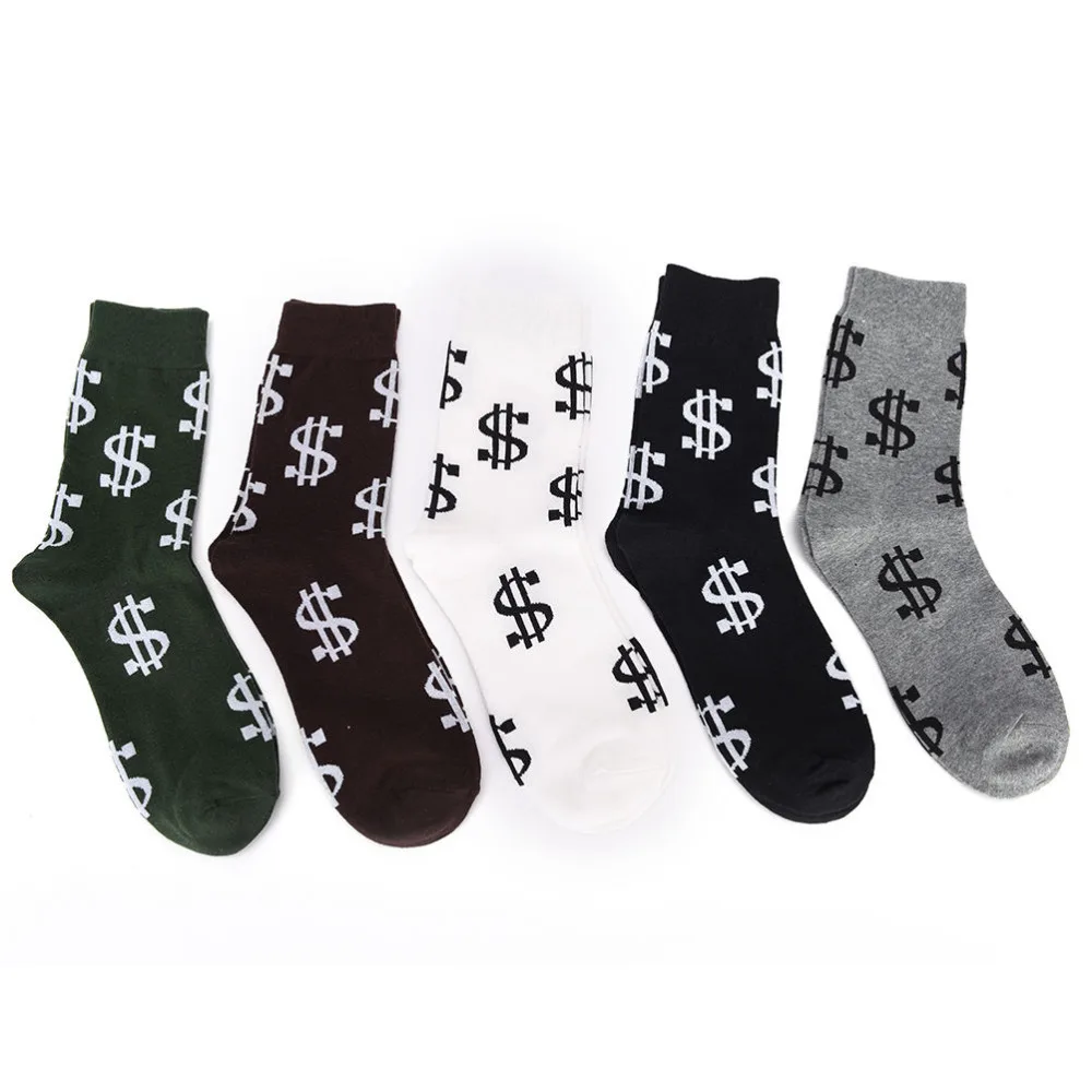2017 spring Novelty Men's Long Socks Harajuku Money Dollar 3D Patterned