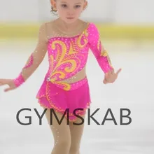 Изящное Платье для фигурного катания на коньках для девочек; розовое платье для катания на коньках с длинными рукавами; костюм для гимнастики; 8827