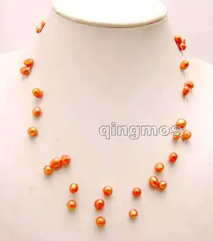 

6-7mm Red BAROQUE Natural Freshwater Pearl 18" Starriness Necklace-nec6179 Wholesale/retail Free shipping