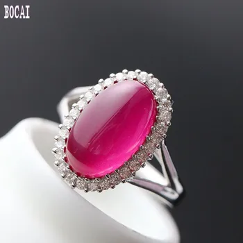 

925 sterling silver jewelry hand-set with red fused alumina fashion silver ring 2020 adjustable ring for women