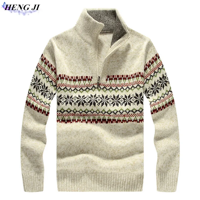 HENG JI font b Men s b font font b sweater b font thick woven cardigan