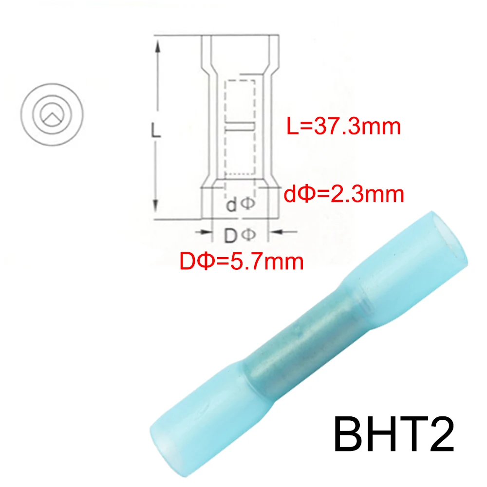 BHT0.5 BHT1 BHT2 BHT5 термоусадочный водонепроницаемый Средний разъем терминал нейлон латунь терминал 20 шт. BHT Храповые плоскогубцы