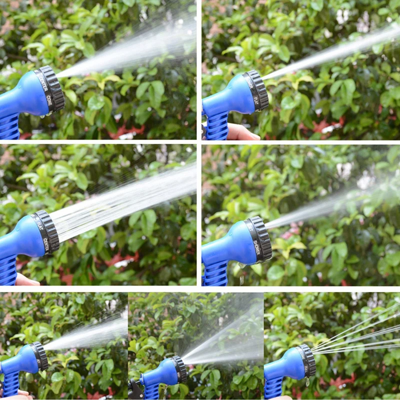Hot-Magic-Garden-Water-Hose-Flexible-Hose-Expandable-Garden-Hose-Reels-Tube-Car-Watering-Connector-Blue