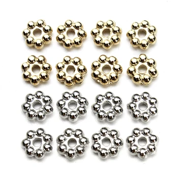 

500pcs/pack Gold Rhodium Handmade 4 6 8mm Plastic Spacer Beads Snow Shape Loose Seed beads for DIY Jewelry Making Materials