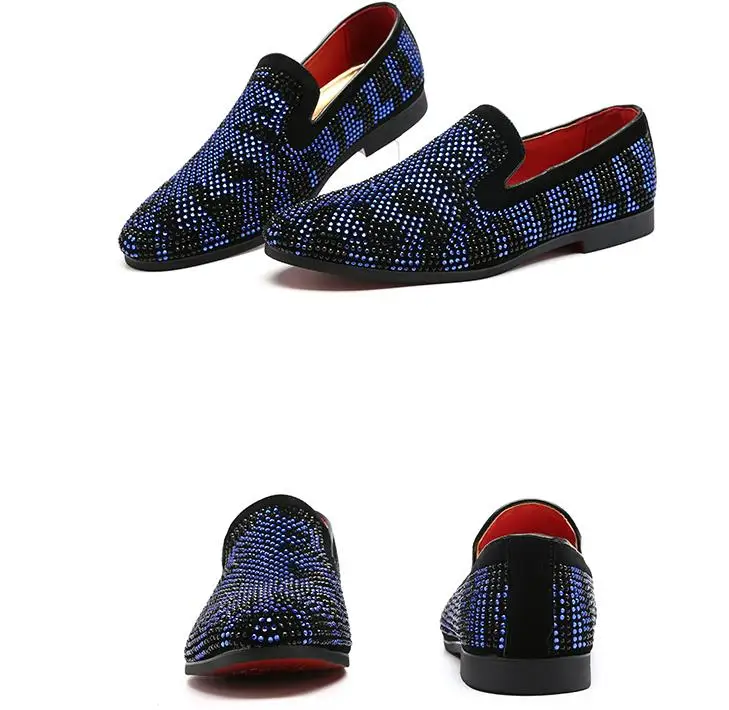 Men Luxury Brand Men Loafers Diamond Rhinestones Dress Shoes Red Bottom Wedding Party Loafers Smoking Slippers Men Luxury Brand Men Loafers Diamond Rhinestones Dress Shoes Red Bottom Wedding Party Loafers Smoking Slippers