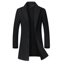 Winter Wool Trench Coat Men Long Coat Turn-down Collar High-quality Wool Men Jacket Clothes Fashion Slim Outerwear MY024