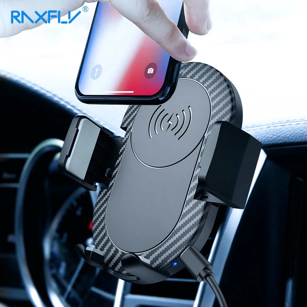 RAXFLY Car Wireless Charger For iPhone XS Max XR XS 8 Plus X Wireless Charger Fast Car For Samsung S10 Note 9 8 S9 Plus S8 Plus 