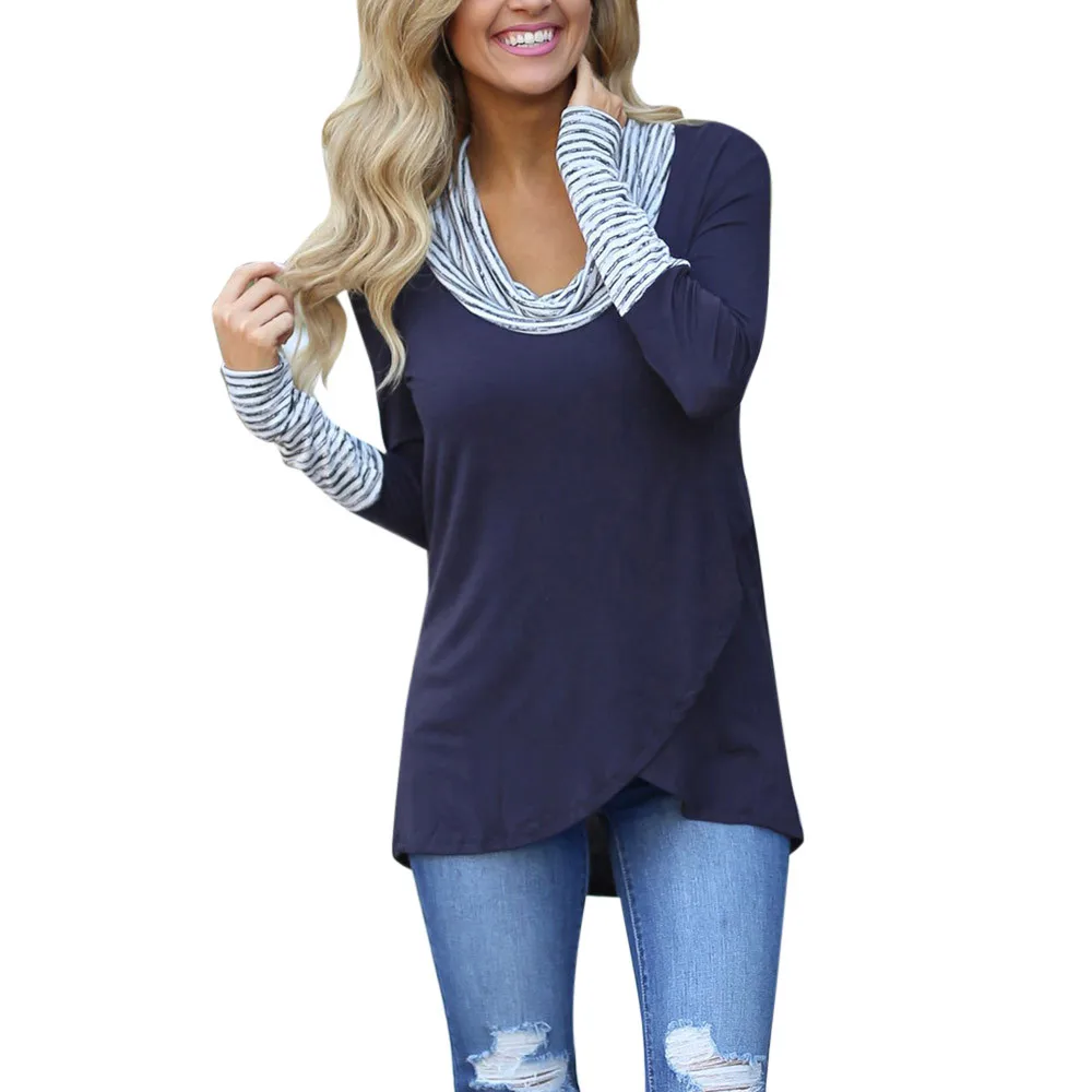 

FREE OSTRICH Sleeve Curved Hem Womens Tee Shirts Autumn Womens T shirts Casual Ladies Black Long Sleeve T shirt C1635