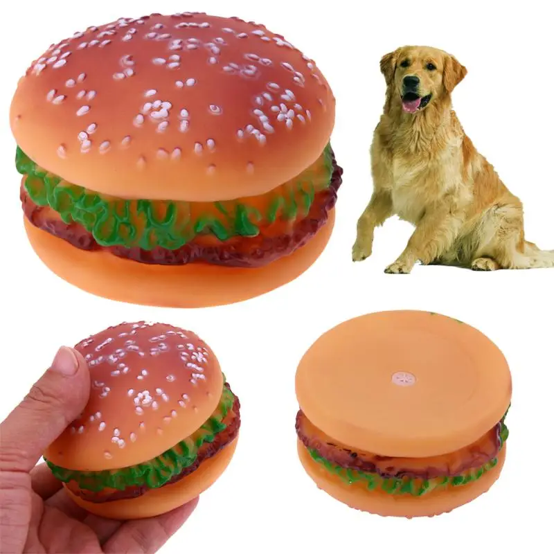 Hamburger Designs Pet Dog Puppy Chew Toys Anti Bite Squeaky Silicone