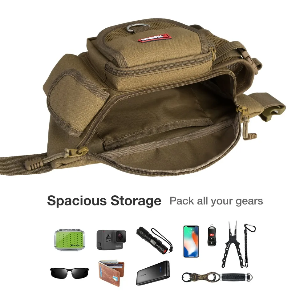  Piscifun Fishing Bag Multifunctional Outdoor Waist Bag Portable Lure Waist Pack Messenger Bag Pole  - 32974958715