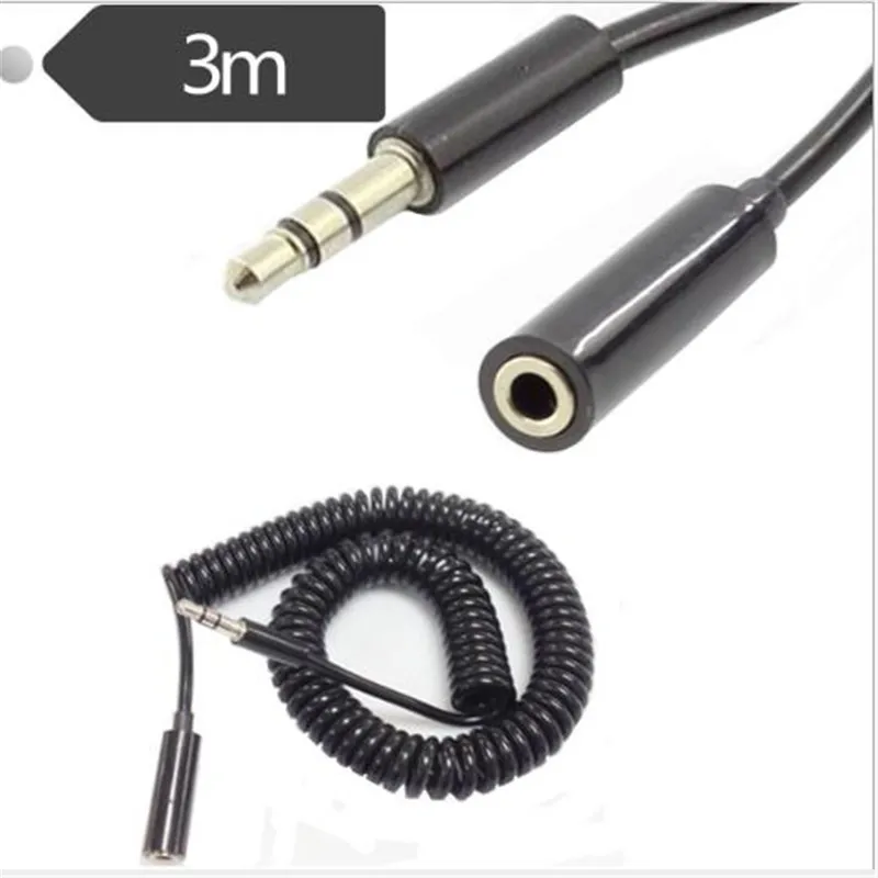 

Spring cable audio extension cable Headphone extension cable DC3.5 male to busbar earphone extension cable 3M
