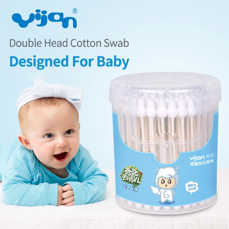 100pcs Double Head Cotton Swab Tip For Medical Wood Sticks Nose Ears