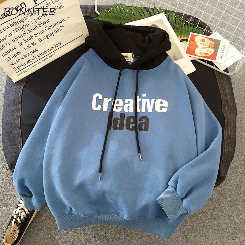 

Hoodies Women Hooded Thickening Leisure All-match Fashion Loose Harajuku Womens Clothing Simple Korean Style Students Autumn New