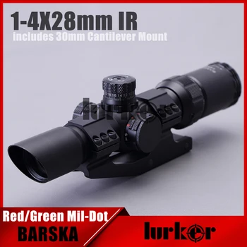 

Hlurker 1-4x28mm IR Riflescope Illuminated Red/Green Mil-Dot Reticle/Optical Rifle Scope Optical With 30mm Cantilever Mount