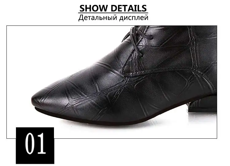 Shoes women boots 2019 fashion solid lace-up PU leather ankle boots women shoes square heel boots women sneakers casual shoes (13)