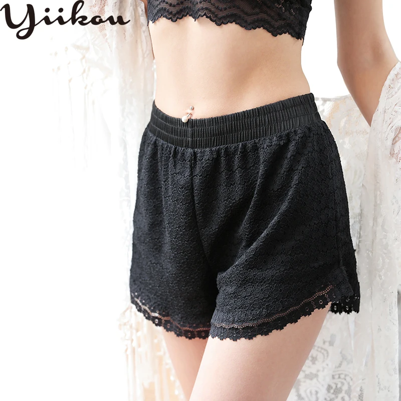 

Female fashion lace openwork lace shorts women's spring and summer with lined safety pants wearing loose three-point pants