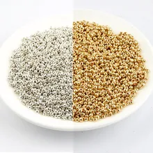 Perles d'espacement en verre or/argent, 3000 pièces/lot, graines tchèques, pour la fabrication de bijoux, collier, accessoires de bricolage, 2mm