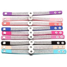 21 см кожаный браслет оснастки браслет с кнопочной защелкой для женщин мужчин Fit 18 мм ювелирные браслеты с защелкой браслет ZE419