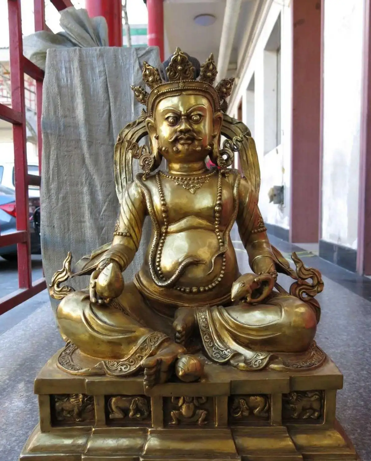 

26" China bronze gild fortunately Buddhism Vaishravana buddha Sculpture Statue