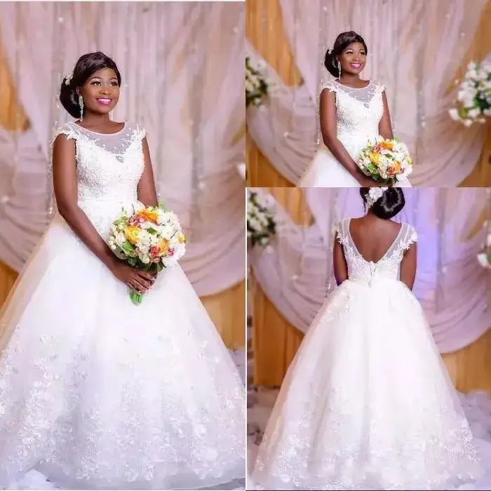 

White Princess Lace Wedding Dresses 2020 Sexy African Sheer Plus Size Black Gowns Bride Dress Wedding Gown Vestido De Noiva Free