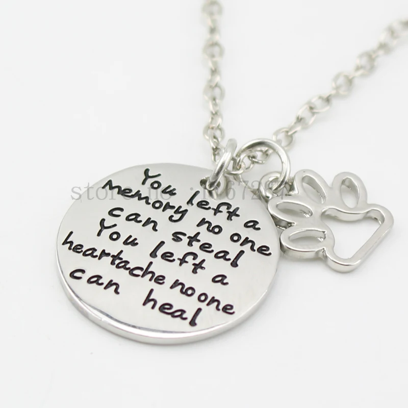 Pet Loss ожерелье "вы оставили память, которую нельзя украсть" ожерелье Собака Кошка мемориальные украшения узор в виде лапы Животного Ожерелье
