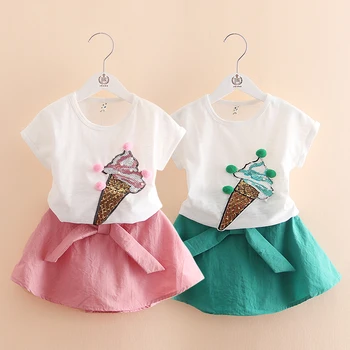 

Summer Baby Girls Clothes Set Cotton Ice Cream T-shirts + skirt 2pcs Infant Girls Sports Suit Toddler Girls Clothing Set