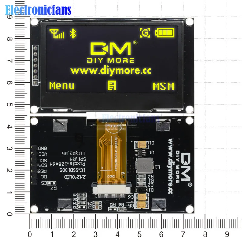 Белый/синий/зеленый/желтый 2,4" дюймовый ЖК-экран 128X64 OLED дисплей модуль IIC IEC SPI серийный SSD1309 128*64 для Arduino C51 STM32