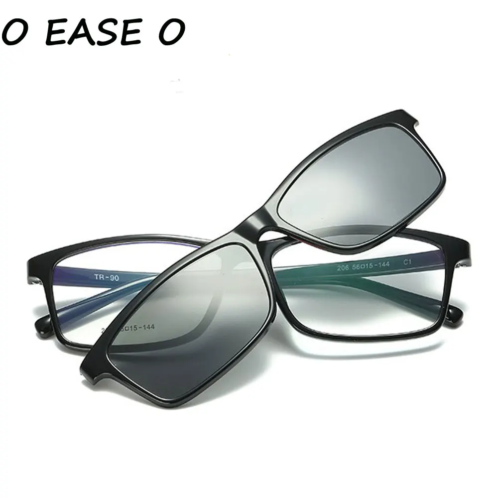 

2018 TR90 eyeglass frame mirror polarized Anti-Reflective UV400 sun lens clips on fashion optical frame prescription sunglasses