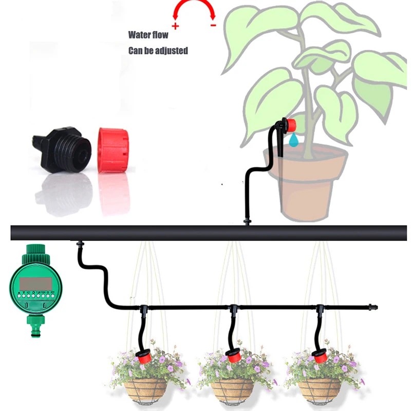 25 м сад Diy микрокапельная система орошения завод автоматический таймер полива наборы садовых шлангов с регулируемой капельницей