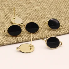 6 шт., модные маленькие овальные черные Висячие серьги, подвески, аксессуары для самостоятельного изготовления, Женские Висячие серьги, ювелирные изделия, C300
