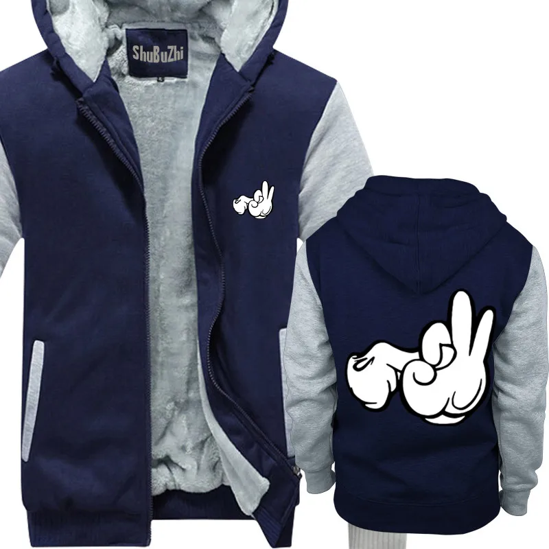 

Winter Thick Hoodies For Men Mickey Hands HIP HOP fleece Jacket BBOY dancer man Zipper Coat Hoodies & Sweatshirts